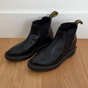 Dr. Martens Bianca Pointed Toe Chelsea Ankle Boots - Black Smooth Leather- 6.5